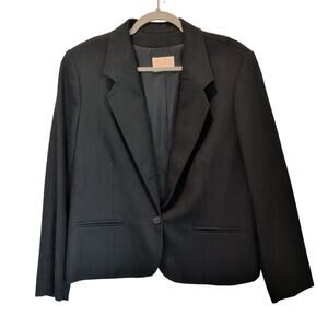 Vintage Pendleton Womens Sz 18 Black 100% Virgin Wool One Button Blazer USA Made